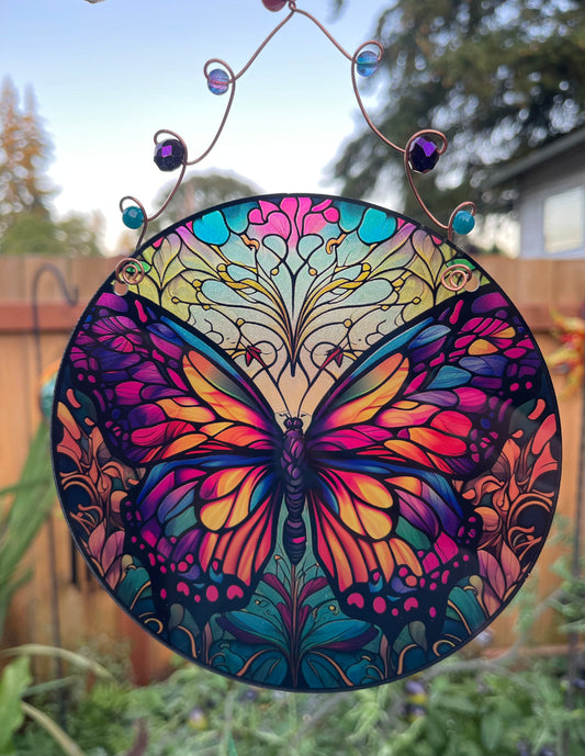 Vibrant Garden Disc- Butterflies/ Dragonfly