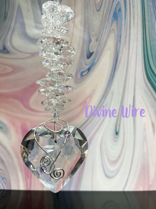 Large Crystal Heart Window Prism