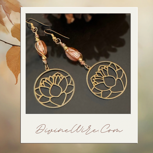 Autumn Lotus Flower Earrings