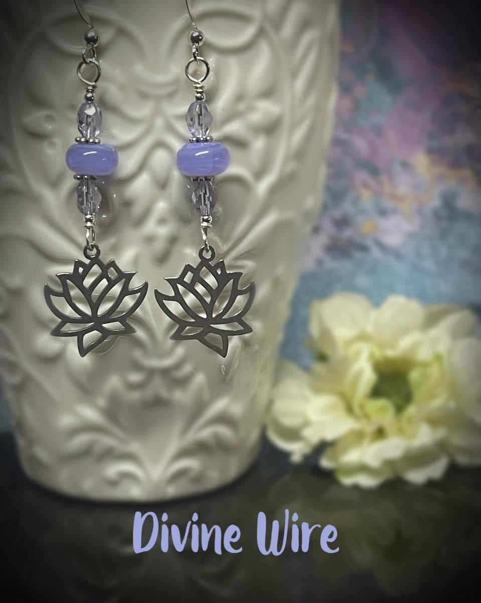 High Quality Laser Cut Lotus Flower Earrings