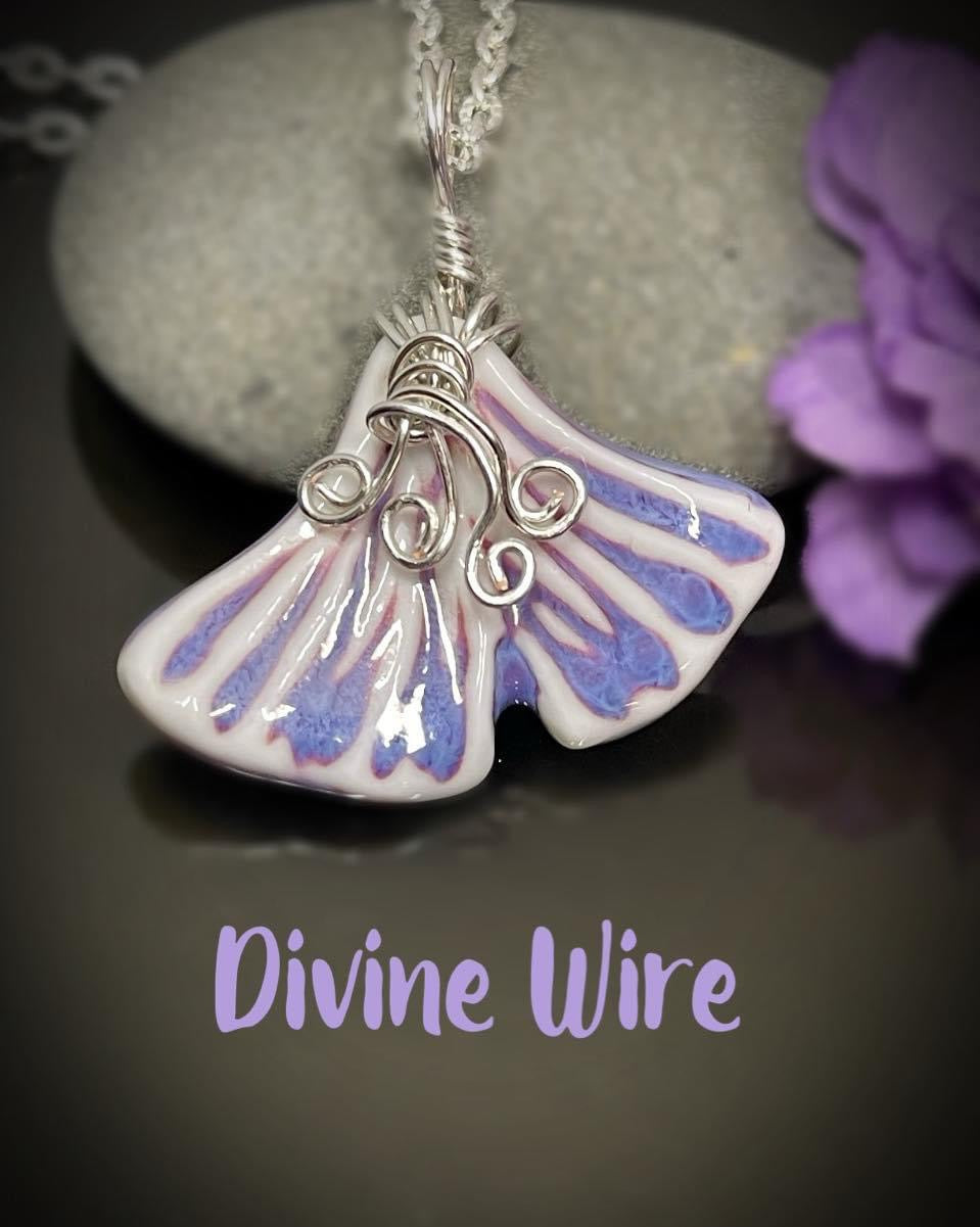 Purple Porcelain Mermaid Tail Necklace