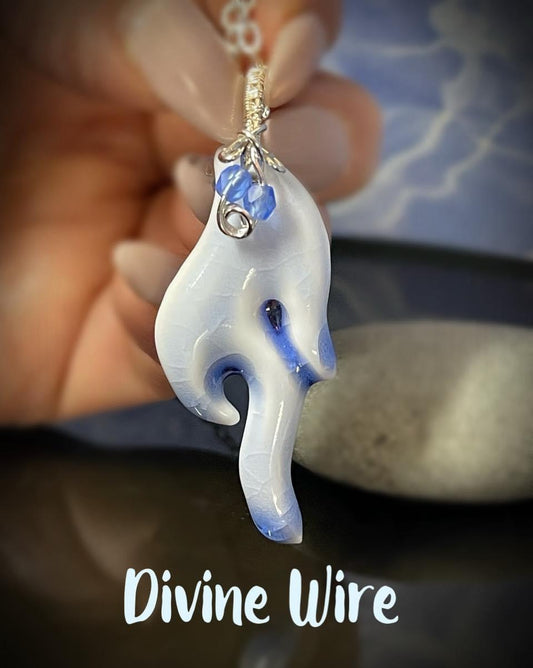 Blue Tip Porcelain Flame Necklace