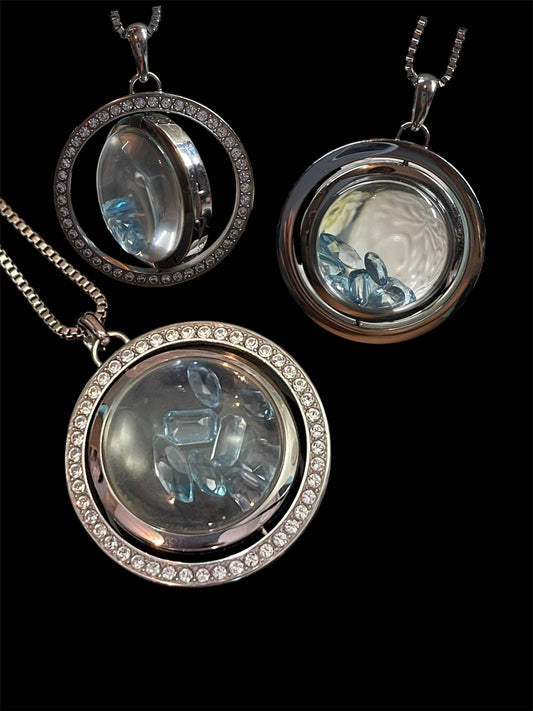 Antique Swivel Locket with Blue Topaz