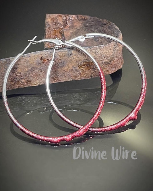 Red Drip Hoop Earrings