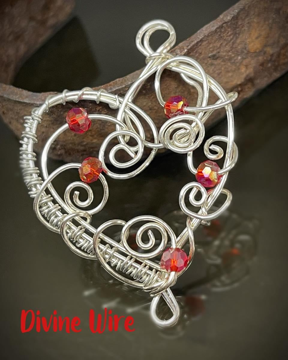 Heart Necklace- Red Beads