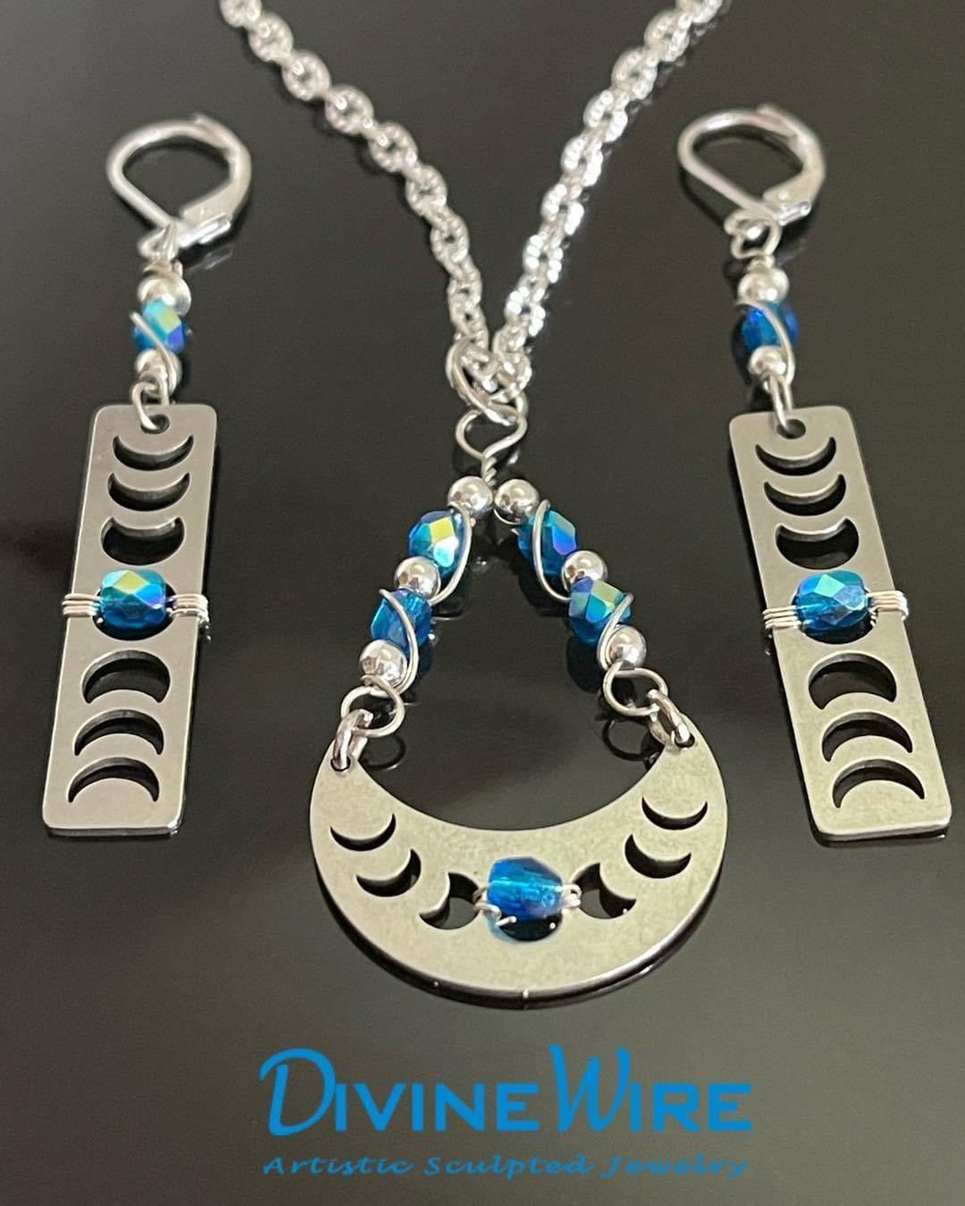 Moon Phase Set- Blue Beads