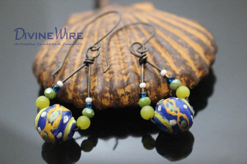 Hand-Painted Tribal Bead Earrings