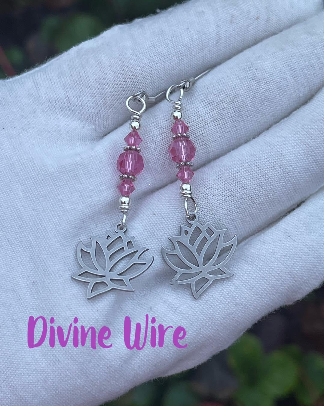 Lotus Flower Earrings- Pink