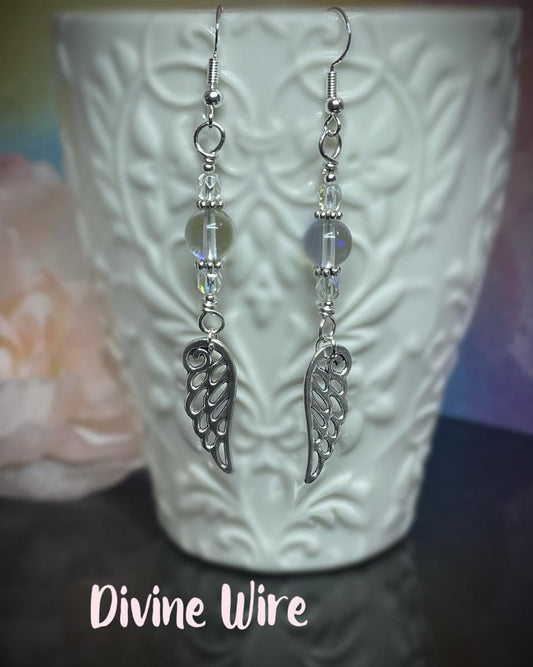 Sweet Aqua Aura Wing Earrings