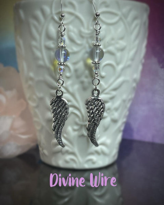 Angel Wing Aqua Aura Earrings