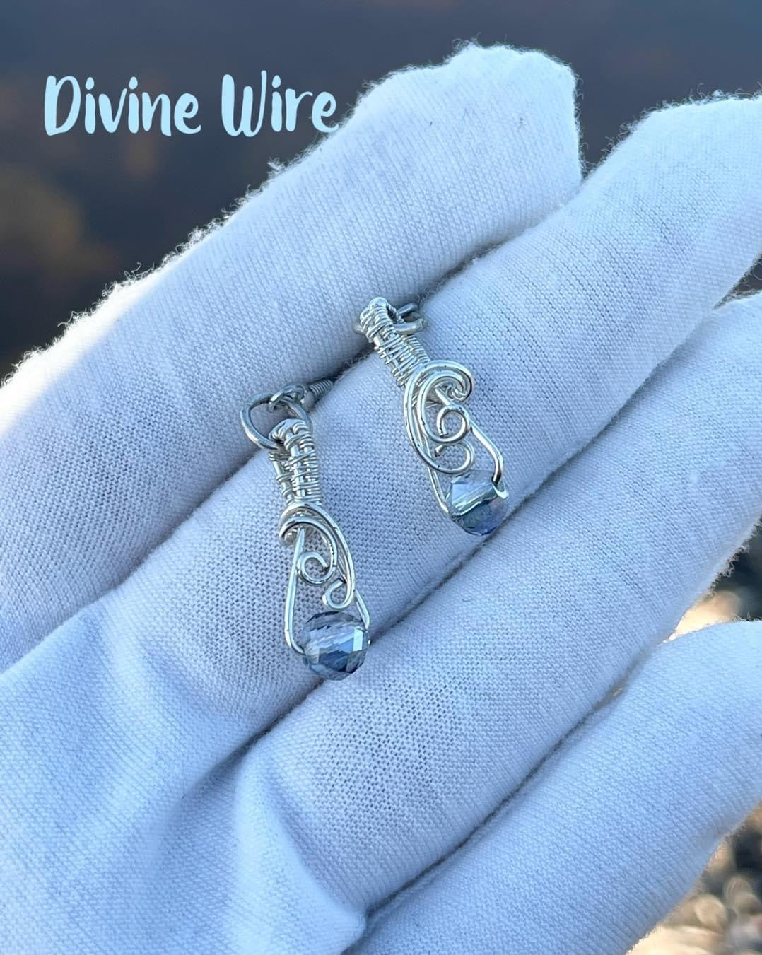 Delicate Wire Wrapped Crystal Earrings