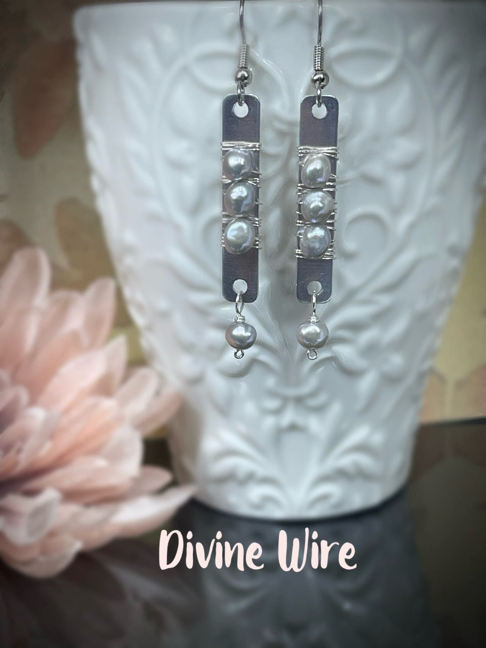 Grey Fresh Water Pearl Earrings